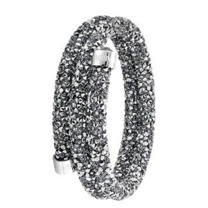 Swarovski gunmetal crystal double bangle